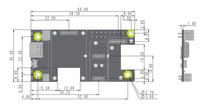 Bemassung_RAK19007 WisBlock  Base Board